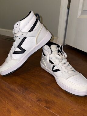 Vans White High-Top Sneakers with Black Accent